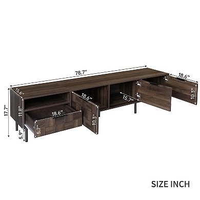 Trikiousd 78.7" Mid Century TV Stand for 65+" TVs, Storage Cabinets & Drawer Entertainment Center