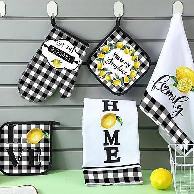 5-piece kitchen towel and oven mitt heat-resistant mat set