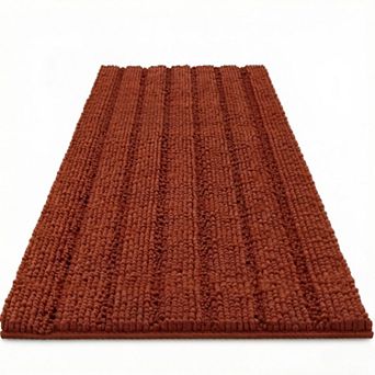Chenille Bath Mat Non-Slip with Backing Bath Rug Ultra-Absorbent and Machine Washable Bathroom Mat