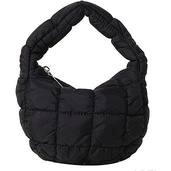 Women's Quilted Puffer Handbag Lightweight Nylon Tote Clutch Purse