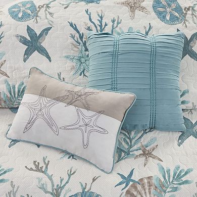 Starfish and Coral Print Cotton Bedspread
