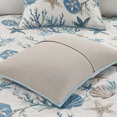 Starfish and Coral Print Cotton Bedspread