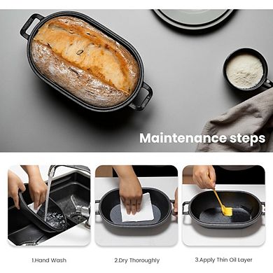 Zoulao Pre-Seasoned Cast Iron Loaf Pan with Lid, Dutch Oven for Sourdough & Baking