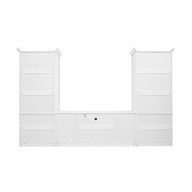 Trikiousd 128.2" Wall Unit TV Stand with Glass Cabinets & Shelves for TVs Up to 80"