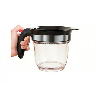 Zoulao 4 cup Gravy Fat Separator with Bottom Release, Oil Strainer Kitchen Gadget, Red.