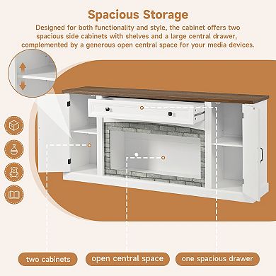 Trikiousd Farmhouse TV Stand with Drawer & Adjustable Shelves for TVs Up to 70"