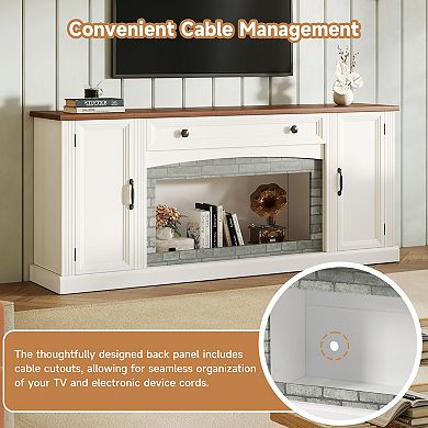 Trikiousd Farmhouse TV Stand with Drawer & Adjustable Shelves for TVs Up to 70"