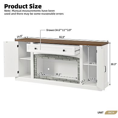 Trikiousd Farmhouse TV Stand with Drawer & Adjustable Shelves for TVs Up to 70"
