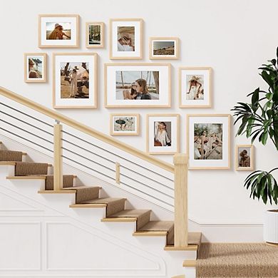 Zoulao Set of 2 8x10 Solid Wood Picture Frames, Display 5x7 w/ Mat or 8x10, Wall or Tabletop