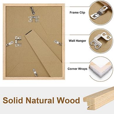 Zoulao Set of 2 8x10 Solid Wood Picture Frames, Display 5x7 w/ Mat or 8x10, Wall or Tabletop