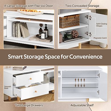 Trikiousd 70.9" TV Stand for TVs up to 80", Rattan Media Console with Drawers & Flip-Up Compartment