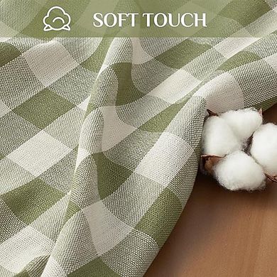 Checkered Linen-Cotton Tablecloth Heavy-Duty Tassel Picnic Cover