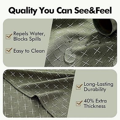 Olive Green Linen Rectangle Tablecloth Waterproof Spillproof Farmhouse Cover