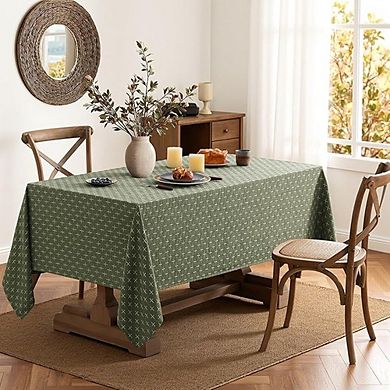 Olive Green Linen Rectangle Tablecloth Waterproof Spillproof Farmhouse Cover