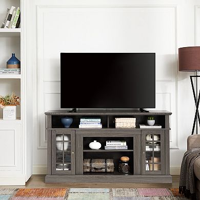 GOODSILO Classic Modern Entertainment Console with Open and Closed Storage for Large TVs