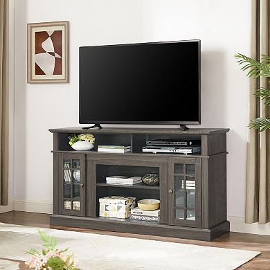 GOODSILO Classic Modern Entertainment Console with Open and Closed Storage for Large TVs
