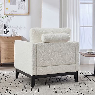 GOODSILO Modern Farmhouse Performance Accent Chair with Natural Wood Legs