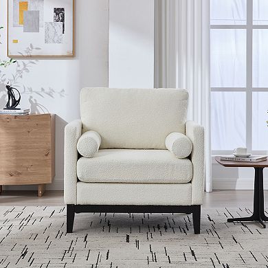 GOODSILO Modern Farmhouse Performance Accent Chair with Natural Wood Legs