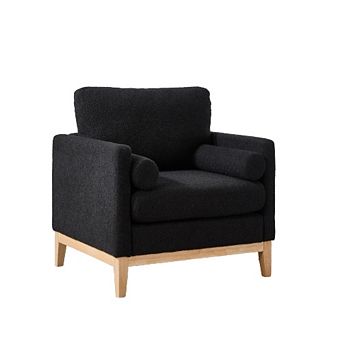 GOODSILO Modern Farmhouse Performance Accent Chair with Natural Wood Legs