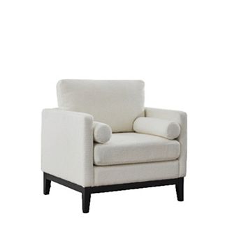 GOODSILO Modern Farmhouse Performance Accent Chair with Natural Wood Legs
