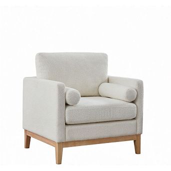 GOODSILO Modern Farmhouse Performance Accent Chair with Natural Wood Legs