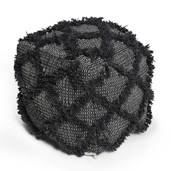GOODSILO Handcrafted Wool and Cotton Pouf Ottoman for Indoor Seating