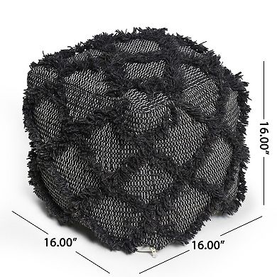 GOODSILO Handcrafted Wool and Cotton Pouf Ottoman for Indoor Seating