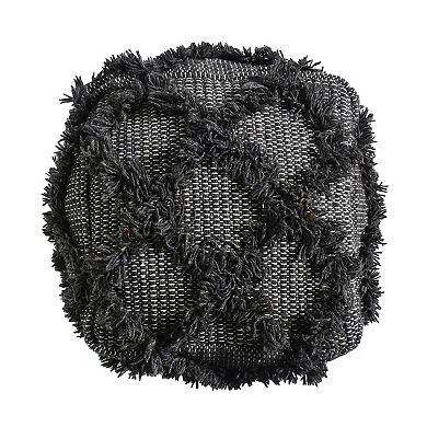 GOODSILO Handcrafted Wool and Cotton Pouf Ottoman for Indoor Seating