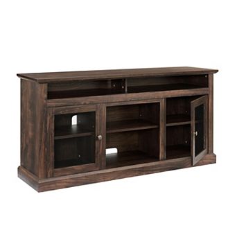GOODSILO Farmhouse Entertainment Center Media Console Table with Glass Doors Storage