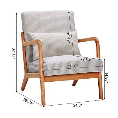 GOODSILO Modern Accent Arm Chair with Pillow Upholstered Solid Wood Frame