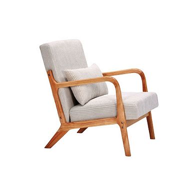 GOODSILO Modern Accent Arm Chair with Pillow Upholstered Solid Wood Frame