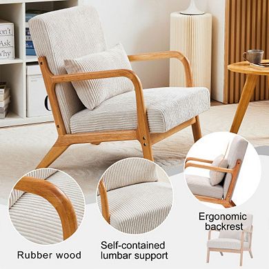 GOODSILO Modern Accent Arm Chair with Pillow Upholstered Solid Wood Frame