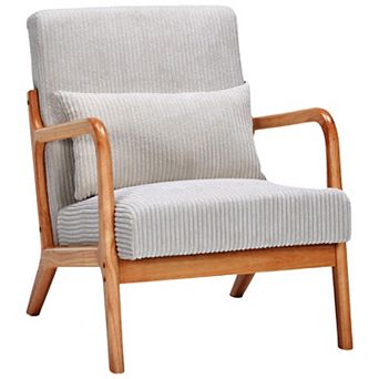 GOODSILO Modern Accent Arm Chair with Pillow Upholstered Solid Wood Frame