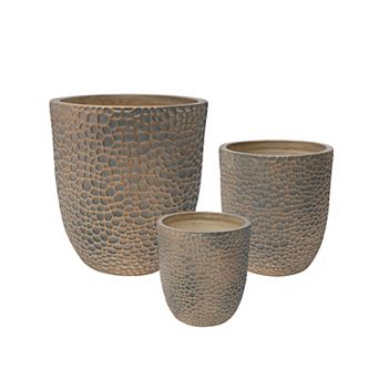 Trikiousd 15.75/11.4/7.87" Round Magnesium Oxide Planter Set of 3, Indoor Outdoor Plants Flower Pots