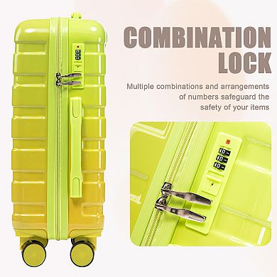 Trikiousd 14"/20" 2 pcs/set in PC Spinner Wheel Luggage, Carry on Suitcase, with Gradient Color