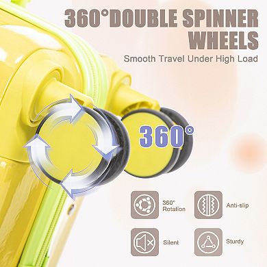 Trikiousd 14"/20" 2 pcs/set in PC Spinner Wheel Luggage, Carry on Suitcase, with Gradient Color