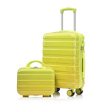 Trikiousd 14"/20" 2 pcs/set in PC Spinner Wheel Luggage, Carry on Suitcase, with Gradient Color
