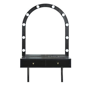 Trikiousd Floating Makeup Vanity Desk with Mirror & Lights for Bedrooms Bathrooms Salon