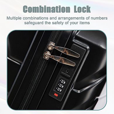 Trikiousd 14"/20" 2 pcs/set in ABS Spinner Wheel Luggage, with Combination Lock,14" Cosmetic Case