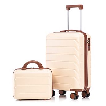 Trikiousd 14"/20" 2 pcs/set in ABS Spinner Wheel Luggage, with Combination Lock,14" Cosmetic Case