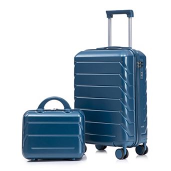 Trikiousd 14"/20" 2 pcs/set in ABS Spinner Wheel Luggage, with Combination Lock,14" Cosmetic Case