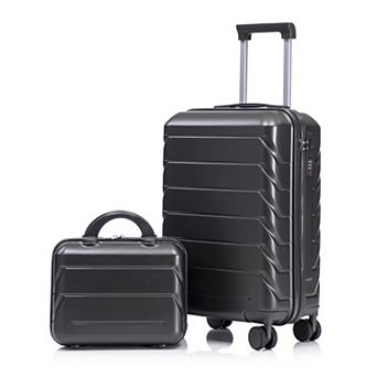 Trikiousd 14"/20" 2 pcs/set in ABS Spinner Wheel Luggage, with Combination Lock,14" Cosmetic Case