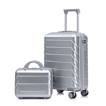 Trikiousd 14"/20" 2 pcs/set in ABS Spinner Wheel Luggage, with Combination Lock,14" Cosmetic Case