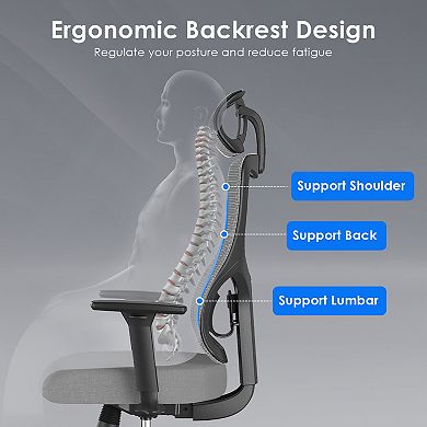 Trikiousd Ergonomic Mesh Office Chair with 3D Armrests and Adjustable Headrest