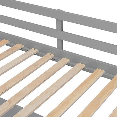 Trikiousd LED Twin Solid Wood Loft Bed Frame w/ Desk, 2 Chest of Drawers & Storage Staircase
