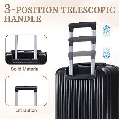Trikiousd 14"/20" 2 pcs/set in ABS Spinner Wheel Luggage, with Combination Lock, 14" Cosmetic Case