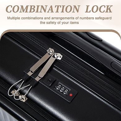 Trikiousd 14"/20" 2 pcs/set in ABS Spinner Wheel Luggage, with Combination Lock, 14" Cosmetic Case