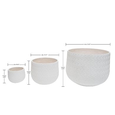 Trikiousd 3-Piece Round Planters Set, Outdoor Indoor Plant Pots with Weaving Pattern Planter
