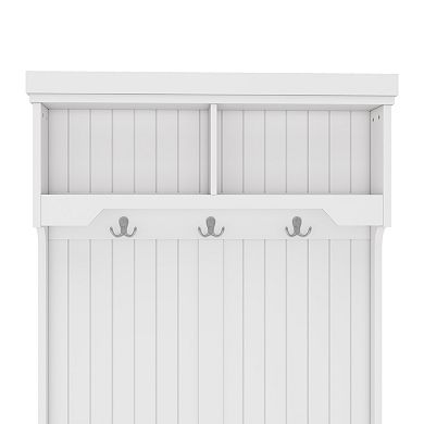 Trikiousd 4-in-1 Farmhouse Coat Rack Entryway Hall Tree with Storage Shoe Bench & Hooks