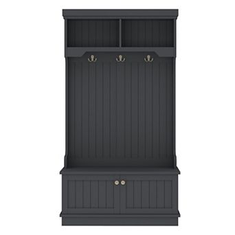 Trikiousd 4-in-1 Farmhouse Coat Rack Entryway Hall Tree with Storage Shoe Bench & Hooks